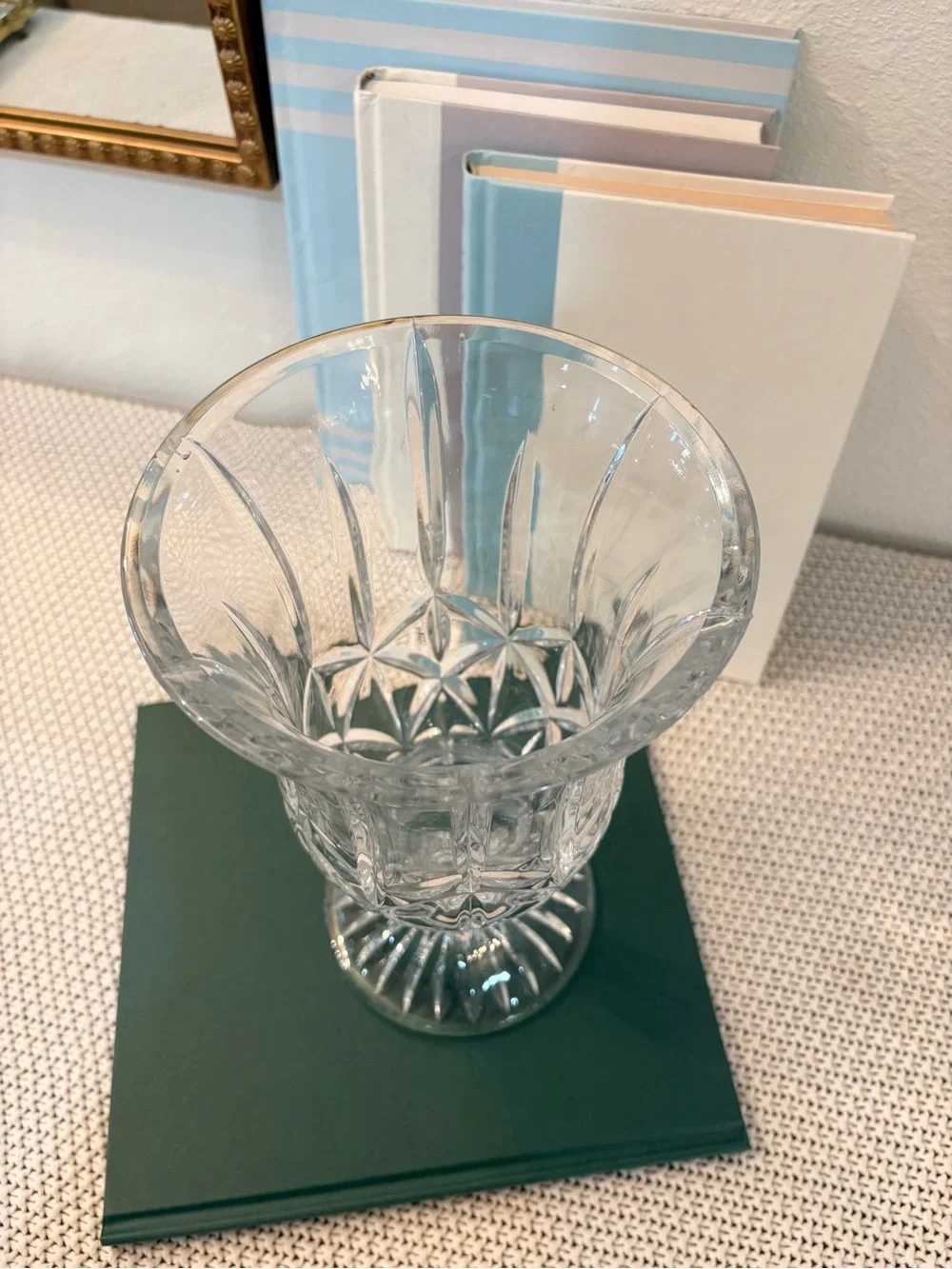 Vintage Lismore Pattern Crystal Glass Hurricane Vase
